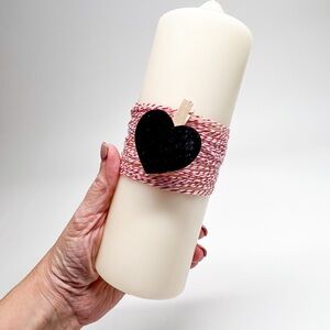 Ivory Candle with Red and White Twine Accent